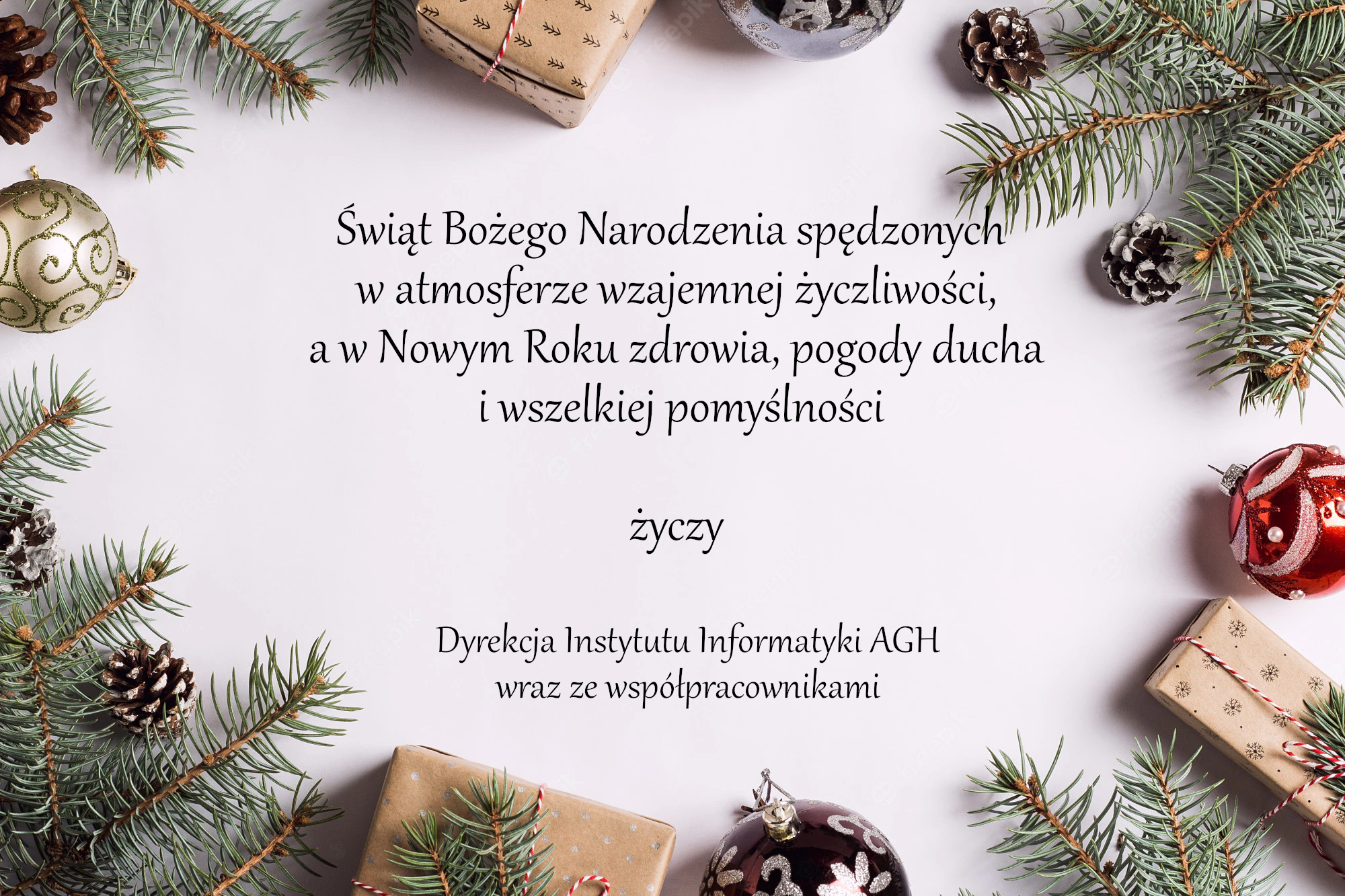 Serdeczne życzenia z okazji nadchodzących Świąt Bożego Narodzenia